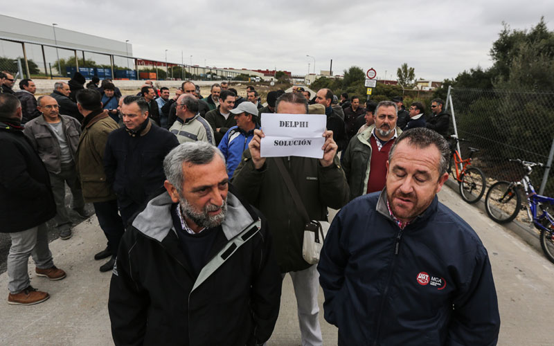 Una de las innumerables protestas de exDelphi en la misma factoría / FOTO: Eulogio García