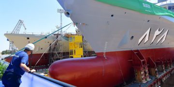 En la botadura de una de las corbetas ya entregadas al cliente / FOTO: Eulogio García