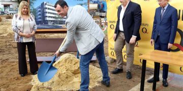 Participando en la primera piedra de otra promoción privada / FOTO: Ayto.