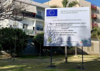 La valla informativa de una de las actuaciones EDUSI / FOTO: Ayto.