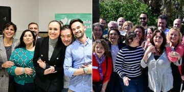Gestos de cariño con los cabezas de lista de ambas formaciones / FOTO: Eulogio García