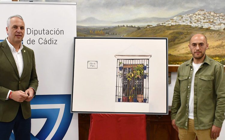 Ruiz Boix arropa al autor de la pintura en su presentación / FOTO: Diputación