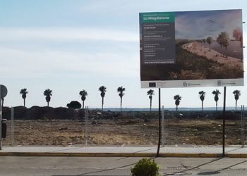 Una de las vallas de la estancada obra en La Magdalena / FOTO: DBC