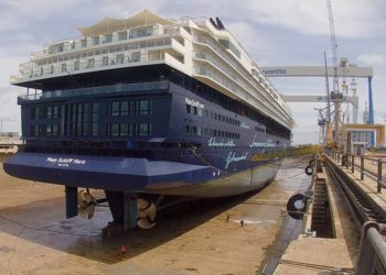 Ya en dique seco en Matagorda / FOTO: Navantia