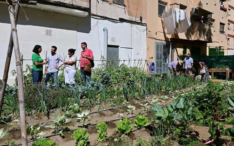 El alcaldable izquierdista visitaba días atrás el huerto de Faem / FOTO: Eulogio García