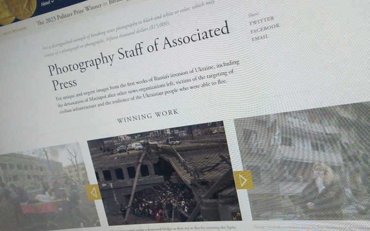 Detalle de la web de los premios Pulitzer