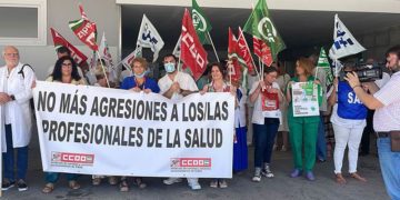 En plena concentración / FOTO: CCOO