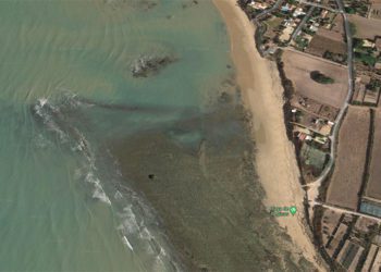 Tramo de la playa de Peginas vista desde Google Maps