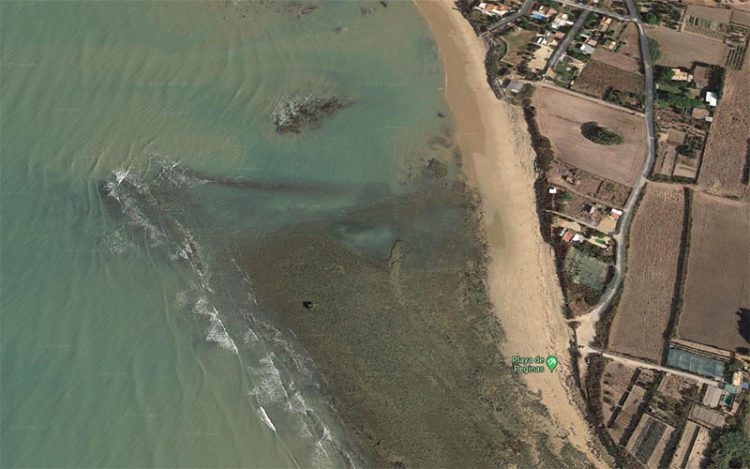 Tramo de la playa de Peginas vista desde Google Maps