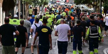 Marcha de trabajadores de contratas de Navantia en el verano de 2023 / FOTO: Eulogio García