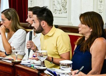 El portavoz izquierdista interviniendo en el pleno de julio / FOTO: Eulogio García