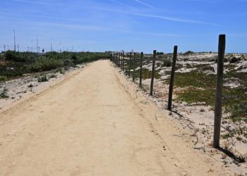 El sendero ciclopeatonal atravesando las dunas / FOTO: Eulogio García
