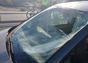 La luna del coche que arrolló al ciudadano ucraniano / FOTO: Ayto.