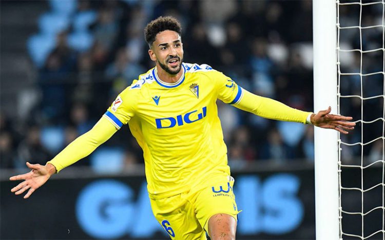 Chris Ramos celebrando su cuarto gol de la temporada / FOTO: Cádiz CF