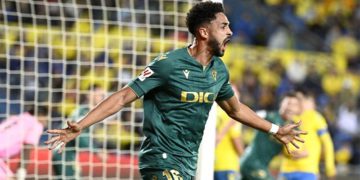 Chris Ramos celebrando su quinto gol / FOTO: Cádiz CF