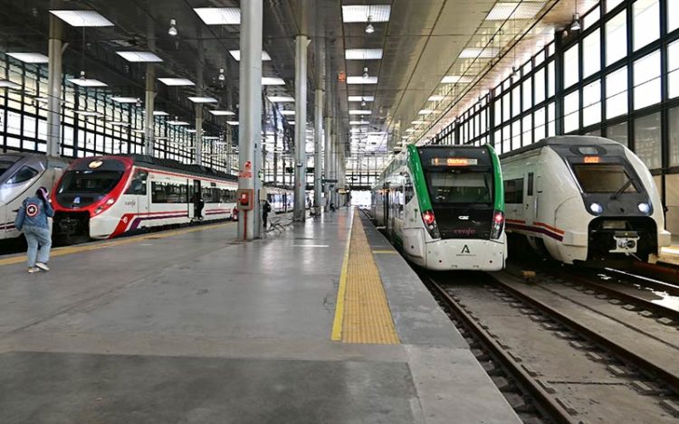 Cercanías, Trambahía y Media Distancia coincidiendo en la estación de Cádiz / FOTO: Eulogio García