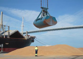 Trasiego de graneles en La Cabezuela / FOTO: APBC