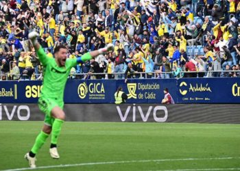 Conan desatado tras el gol del empate / FOTO: Eulogio García