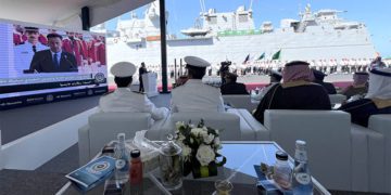 Un momento de la ceremonia en la base naval Rey Faisal / FOTO: Navantia