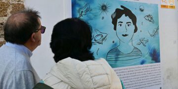 Una de las ilustraciones de la muestra callejera / FOTO: Eulogio García