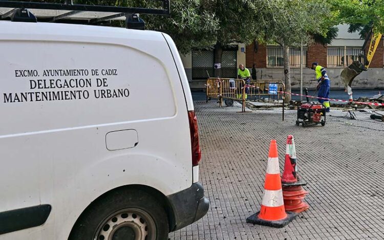 Operarios de Mantenimiento Urbano actuando en San José / FOTO: Eulogio García