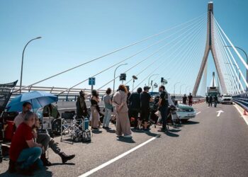 Un momento del rodaje en el segundo puente / FOTO: @MarinaCaputo