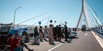Un momento del rodaje en el segundo puente / FOTO: @MarinaCaputo
