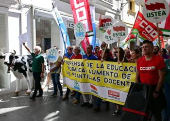 Cabecera de la manifestación en Cádiz / FOTO: Eulogio García
