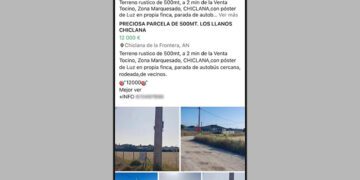 Anuncio en redes sociales de la parcela en suelo rústico