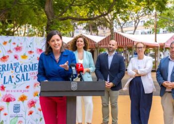 Rueda de prensa en pleno montaje de la feria / FOTO: Ayto.