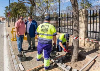 El concejal Navarro supervisa el arreglo de un alcorque en Buen Pastor / FOTO: Ayto.