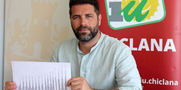 Palmero en rueda de prensa aportando datos y cifras / FOTO: IU