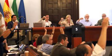 La bancada del PP votando a favor en el pleno / FOTO: Ayto.