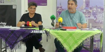 Liberato y Ariza en rueda de prensa en la sede morada / FOTO: Podemos