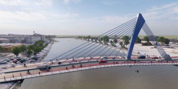 Recreación virtual del futurible nuevo puente sobre el Guadalete