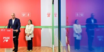 Un momento de la rueda de prensa en la sede del PSOE / FOTO: Eulogio García