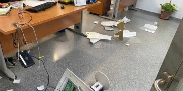 Estado de la Unidad de Atención a la Ciudadanía tras el episodio violento / FOTO: CSIF