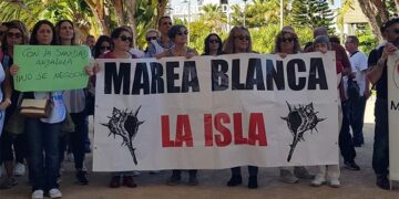 La plataforma isleña en una pasada protesta / FOTO: Marea Blanca