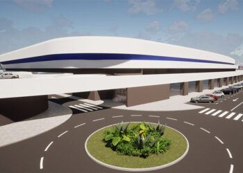 Exterior del futuro estadio, en la maqueta virtual