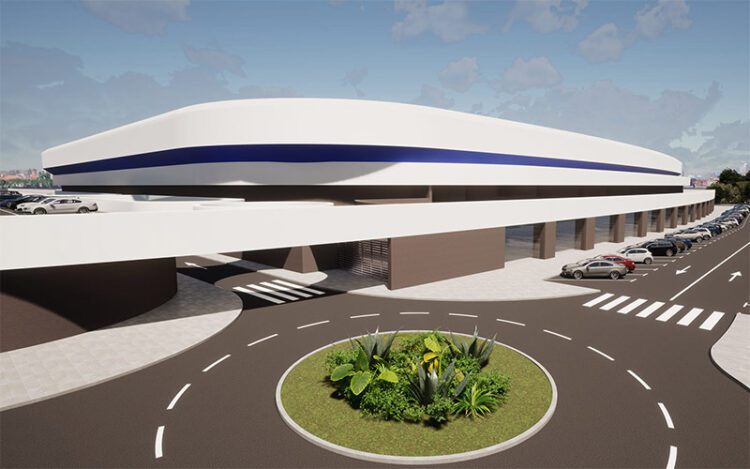 Exterior del futuro estadio, en la maqueta virtual