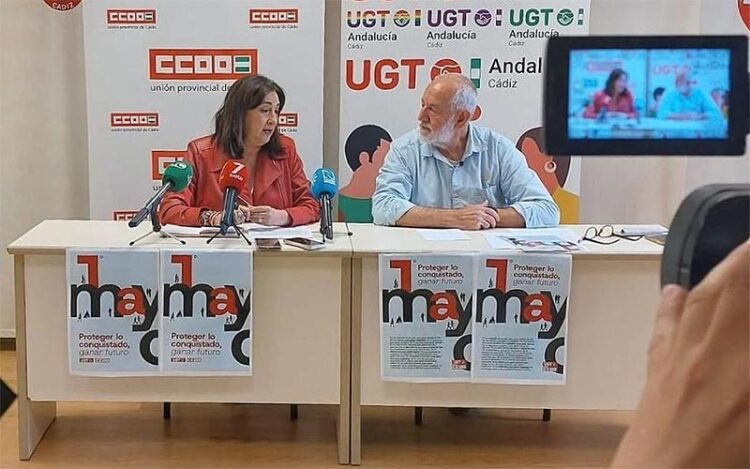 Ortega y Pavón avanzando los detalles de la mani del 1 de Mayo / FOTO: CCOO