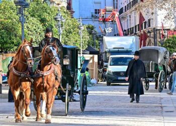 Un momento del rodaje de la serie ‘Young Sherlock’ / FOTO: Eulogio García