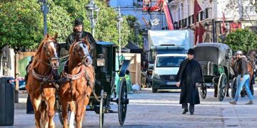 Un momento del rodaje de la serie ‘Young Sherlock’ / FOTO: Eulogio García