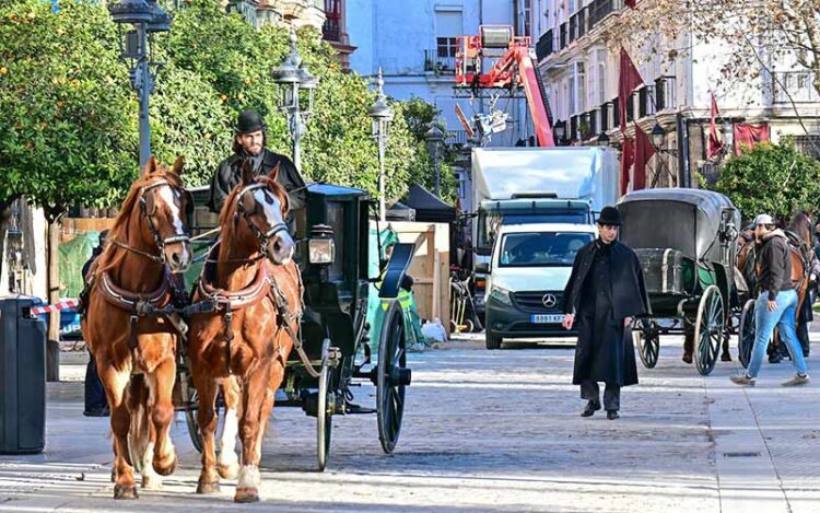 Un momento del rodaje de la serie ‘Young Sherlock’ / FOTO: Eulogio García