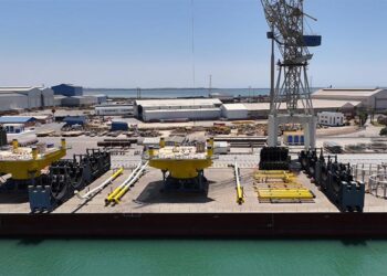 Piezas construidas en Puerto Real para un parque eólico offshore de EEUU / FOTO: Navantia