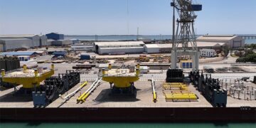 Piezas construidas en Puerto Real para un parque eólico offshore de EEUU / FOTO: Navantia