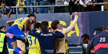 Celebrando el gol de Chust / FOTO: Eulogio García