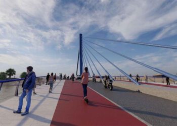 Recreación virtual del futurible nuevo puente sobre el Guadalete