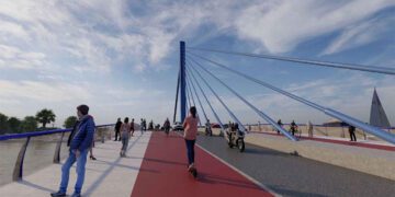 Recreación virtual del futurible nuevo puente sobre el Guadalete