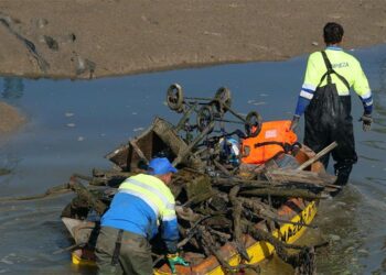 Limpieza del cauce con marea baja / FOTO: Ayto.